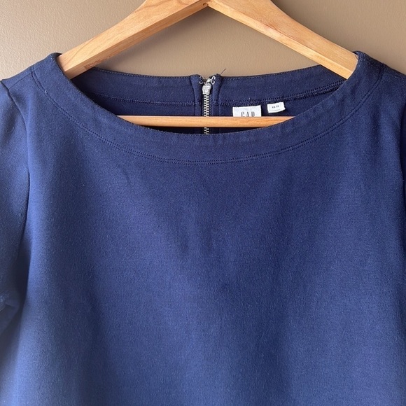 GAP Navy Blue Boatneck Zip Back Blouse Top Size xs - Picture 3 of 10
